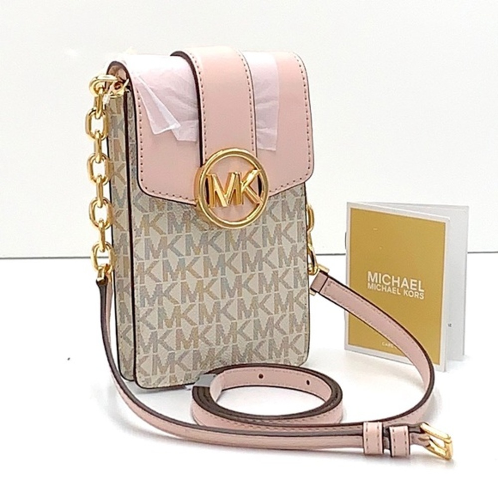 NWT MICHAEL KORS CARMEN SMALL NORTH SOUTH PHONE XBODY POWDER BLUSH MULTI - Picture 1 of 15